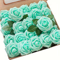 25 Pcs Artificial Flowers, Fake Flowers Roses W/Stem For DIY Wedding