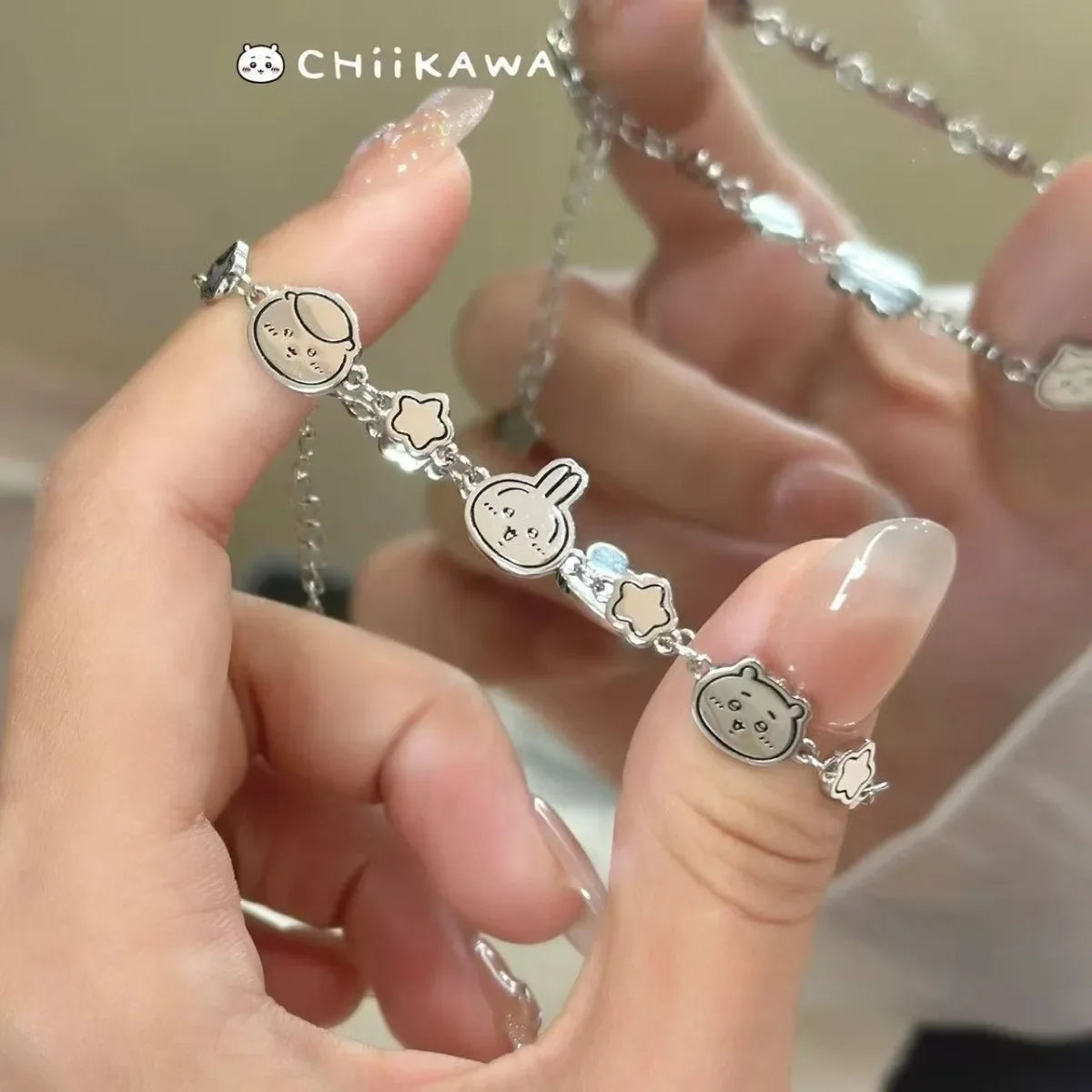 Chiikawa Beaded Bracelet, Usagi & Hachiware Cartoon Wrist Jewelry,
