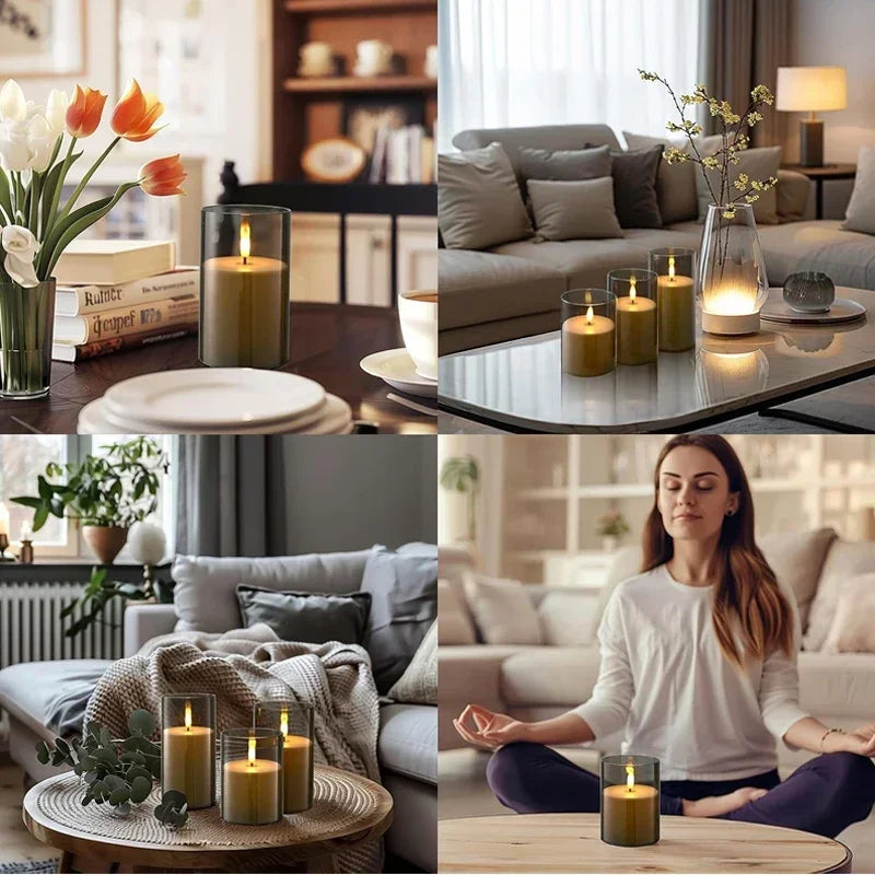 LED Electronic Candles Light Flameless Remote Timer Flickering Lamp