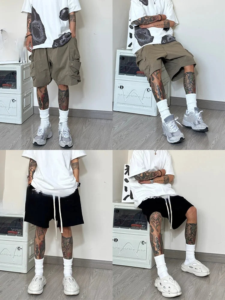 CHUANGERM Men Retro American Style Thick Knit Mid Calf Cotton Socks