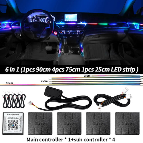 Universal LED Car Ambient Light RGB 64 213 Color Acrylic Strips