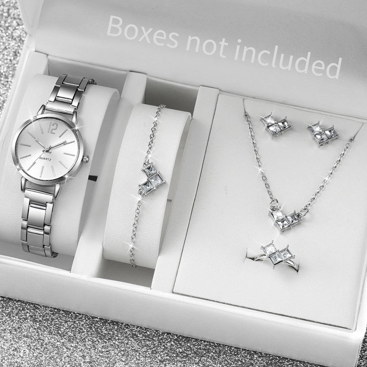6PCS/Set Fashion Women's Quartz Watch Stainless Steel Band Wrist