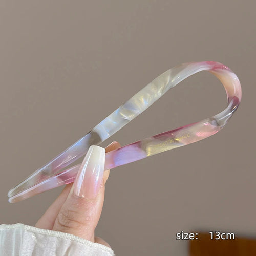 U-Shaped Hair Sticks Acetate Acrylic Hair Fork Hair Clips Fashion Bow
