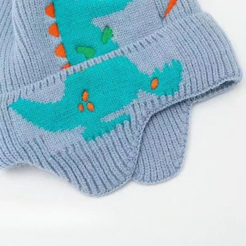 Winter Warm Baby Ear Protection Hat 3D Dinosaur Kids Earmuffs Cap