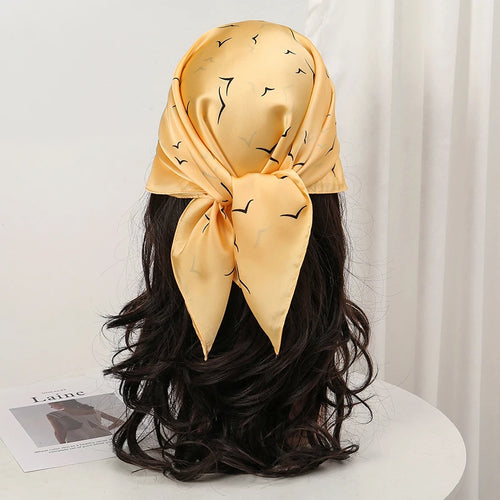 Bohemian Style Floral Print Women’s Square Silk Scarf Satin Head Wrap