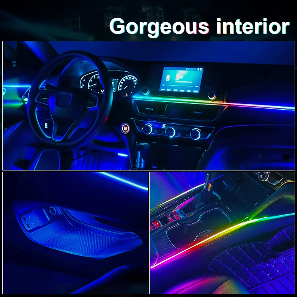 Universal LED Car Ambient Light RGB 64 213 Color Acrylic Strips