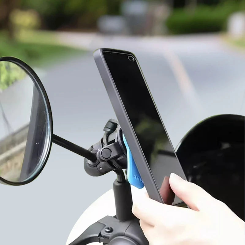 Motorcycle Rearview Mirror Phone Holder with Shock Absorber Universal