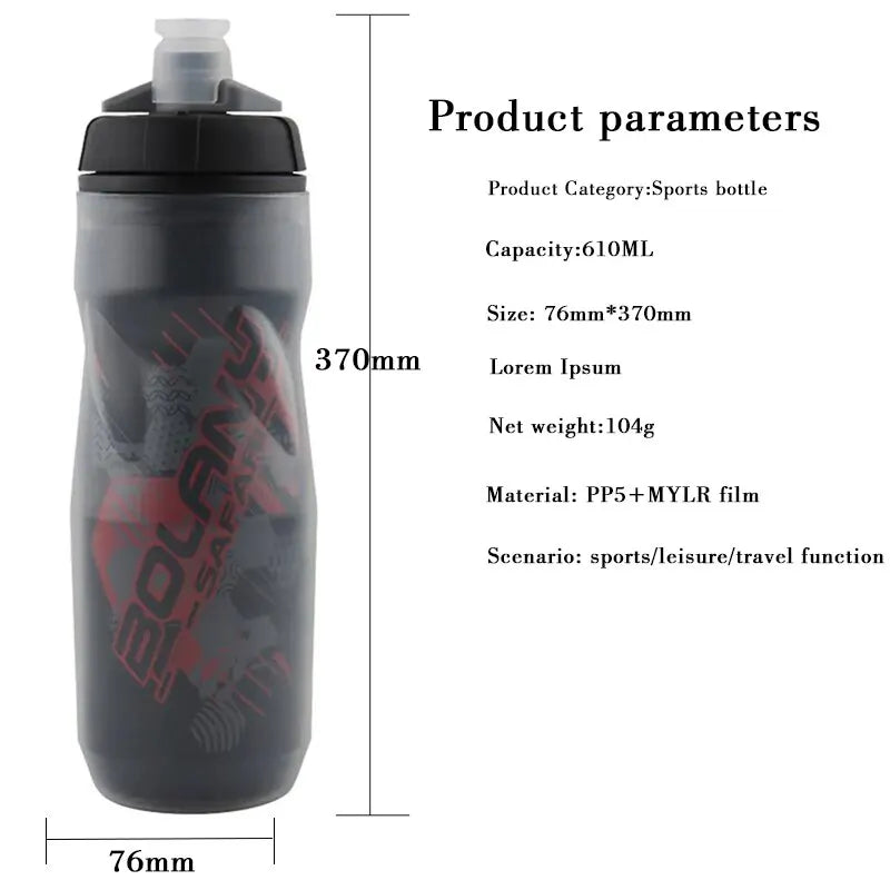 Bolany Bike Water Bottle 600ml Mountain Cycling Water Bottle PP5