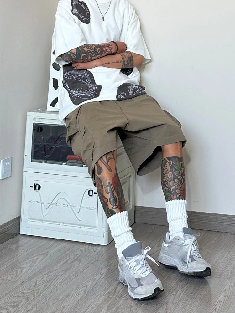 CHUANGERM Men Retro American Style Thick Knit Mid Calf Cotton Socks