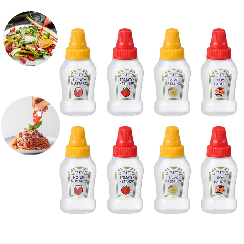 Mini Condiment Squeeze Bottles 25ml Honey/Ketchup/Soy