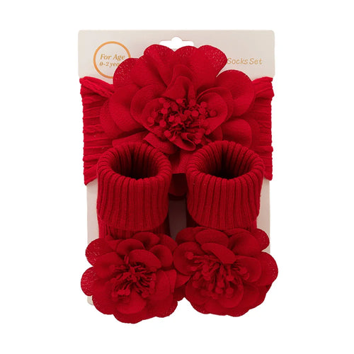 3Pcs/Set Lace Flower Baby Headbands Socks Cotton Non-slip Anklet 0-12M
