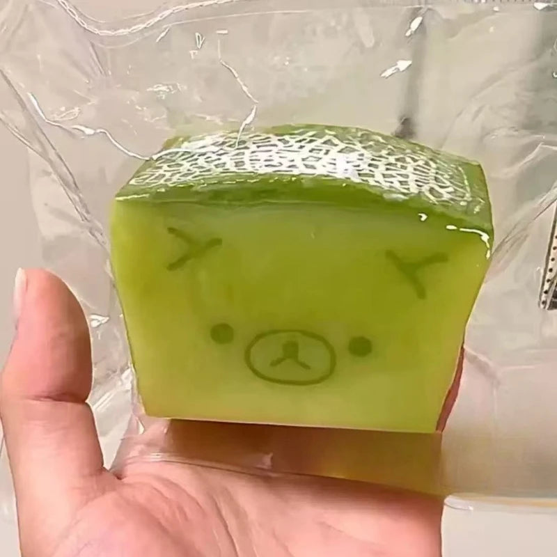 Green Melon Bear Slow Rising Squishy Toy Cute Animal Squeeze Fidget