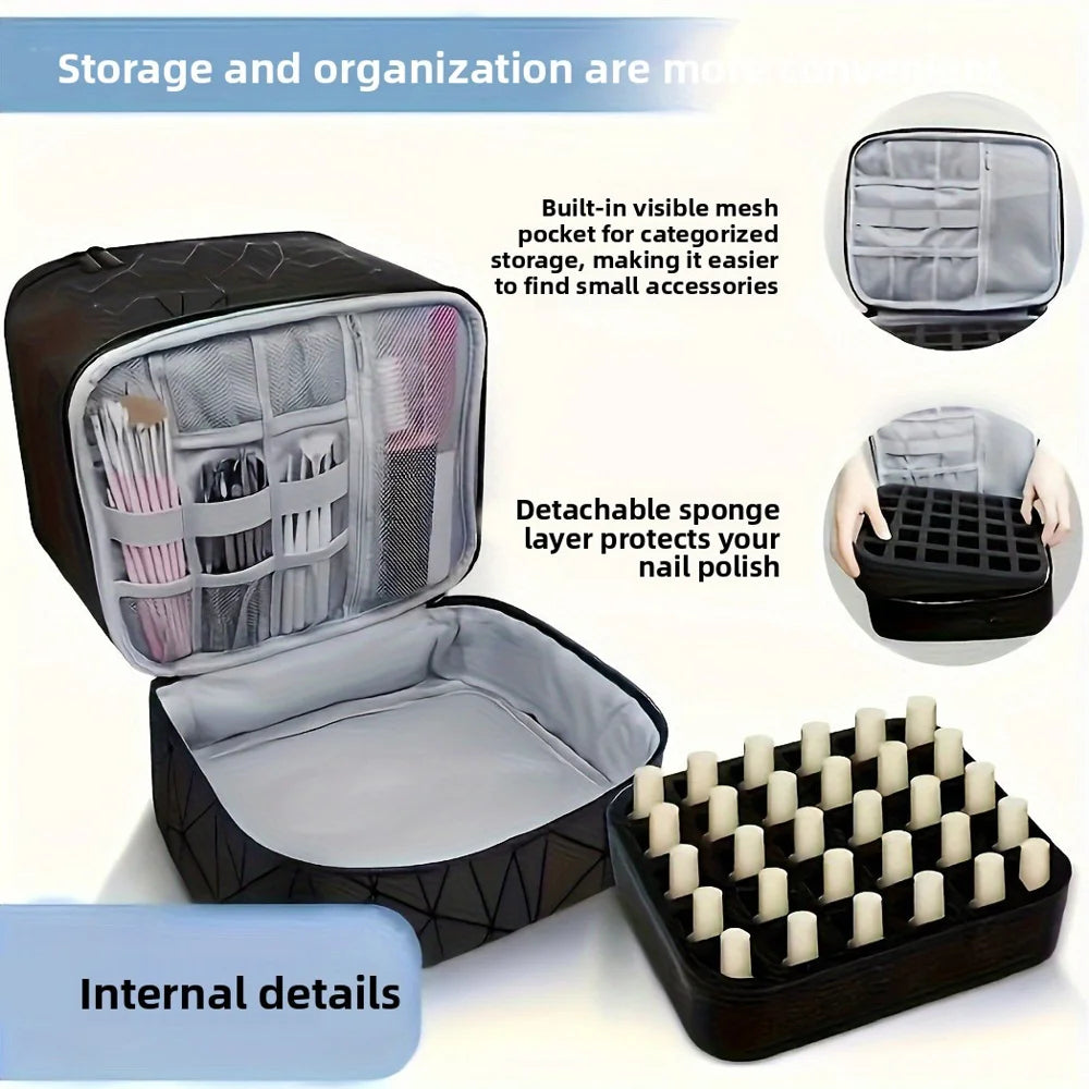 Double Layer Cosmetic Bag, Large Capacity Portable Travel Toiletry