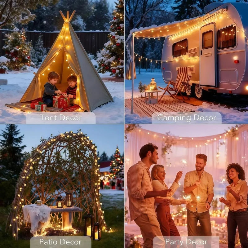 4 Colors Options Solar Globe String Lights Outdoor Waterproof Fairy