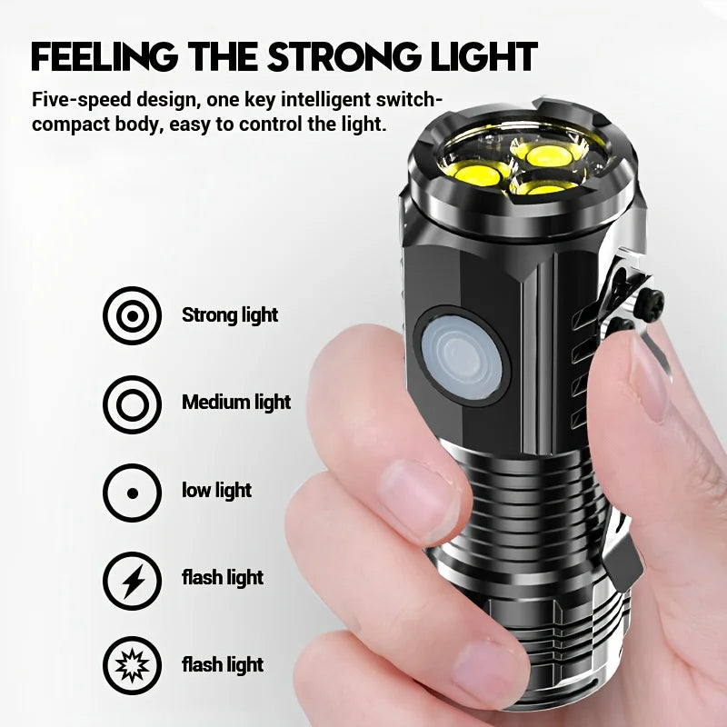 Rechargeable EDC LED Flashlight Portable Strong Light Waterproof