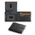 Men's Wallet Ultra Thin Rfid Leather with ID Window Multi Card Carbon