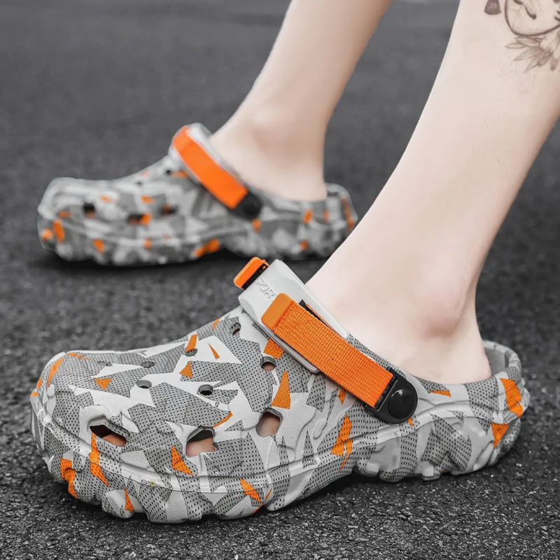 Men's Clogs Slippers Sandal Male Garden Shoes Flat Camouflage