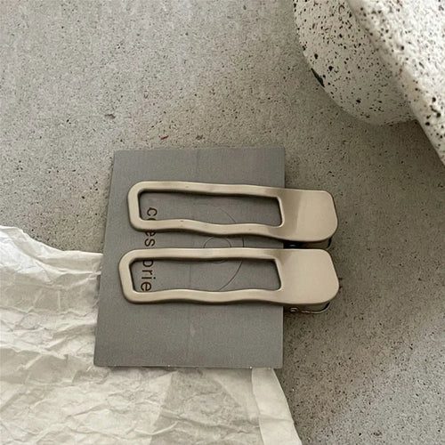 2pcs Silver Color Metal Silver Wave Line Hairclip With Geometric