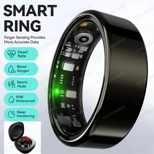 New R09 Smart Ring Men Women with Charging Case,Heart Rate Blood