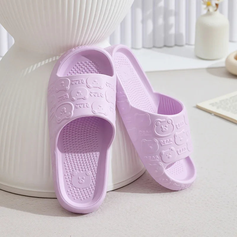 Couple Printting Cute Bear Women Slippers Summer Indoor Soft Cartoon