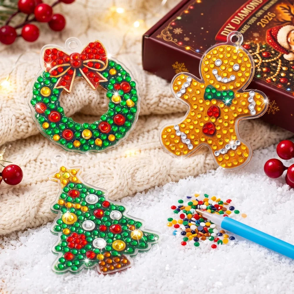 Christmas Advent Calendar DIY Diamond Art Kit, 24 Days Countdown