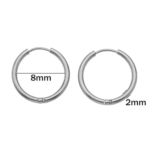10pcs Stainless Steel Huggie Hoop Earrings Small Hypoallergenic For