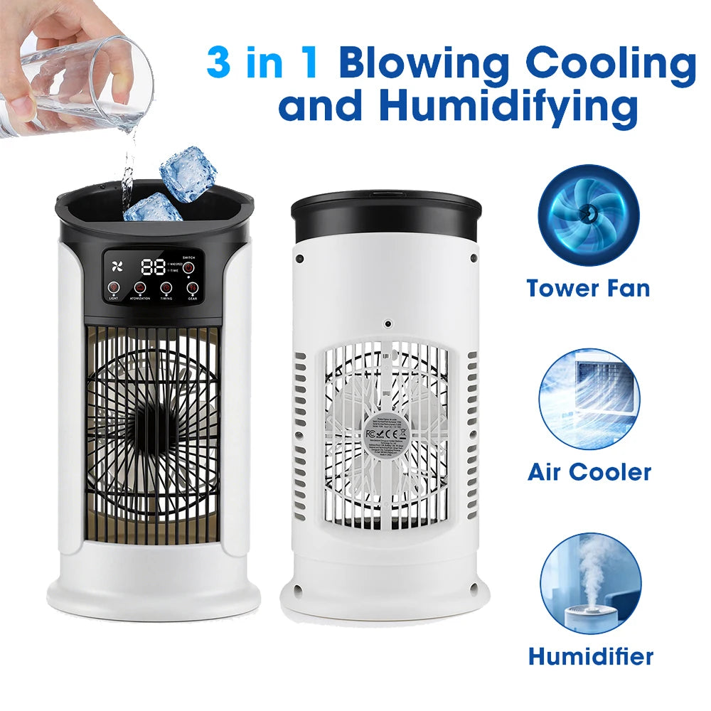 3 in 1 Portable Air Cooler with Humidifier 6 Wind Speed Fast Cooling