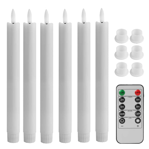 LED Flameless Taper Candles Flickering with 10-Key Remote 11" Battery