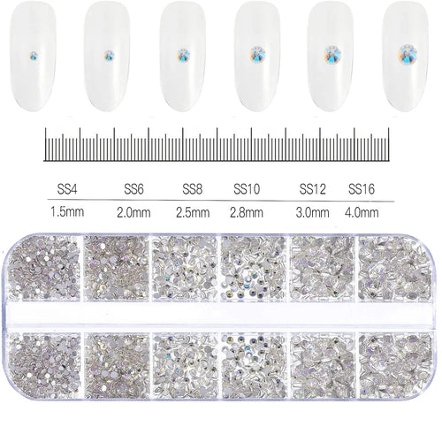 12Grids Mixed Mini Christmas Gems Nail Charms 2mm Luxury Crystal Nail