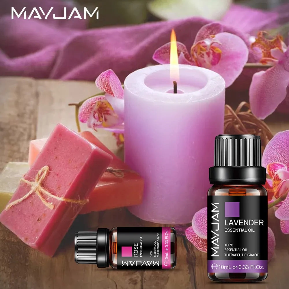 MAYJAM 10ML Lavender Lemongrass Jasmine Vanilla Eucalyptus Rose Lemon