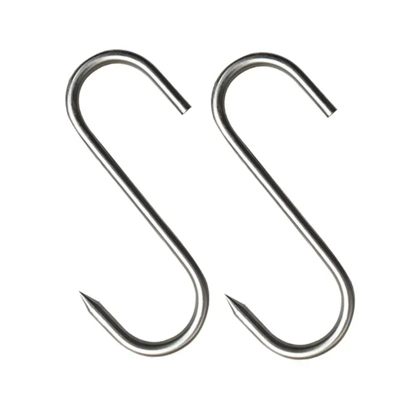 Stainless Steel S Hooks with Sharp Tip Utensil Meat Clothes Hanger