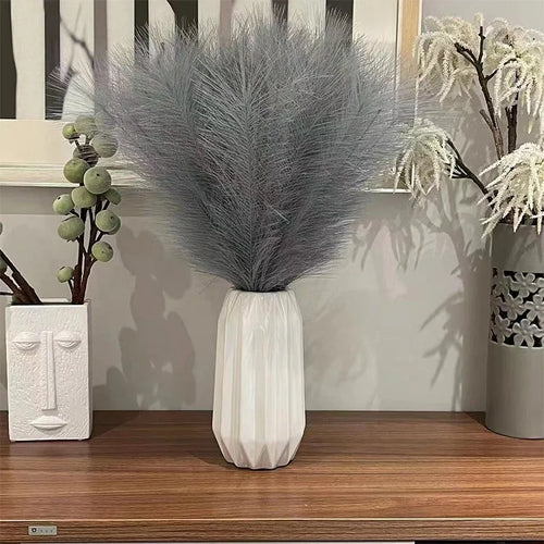10 Pcs Artificial Pampas Grass Branches Fake Fluffy Stems