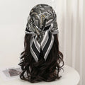 Bohemian Style Floral Print Women’s Square Silk Scarf Satin Head Wrap