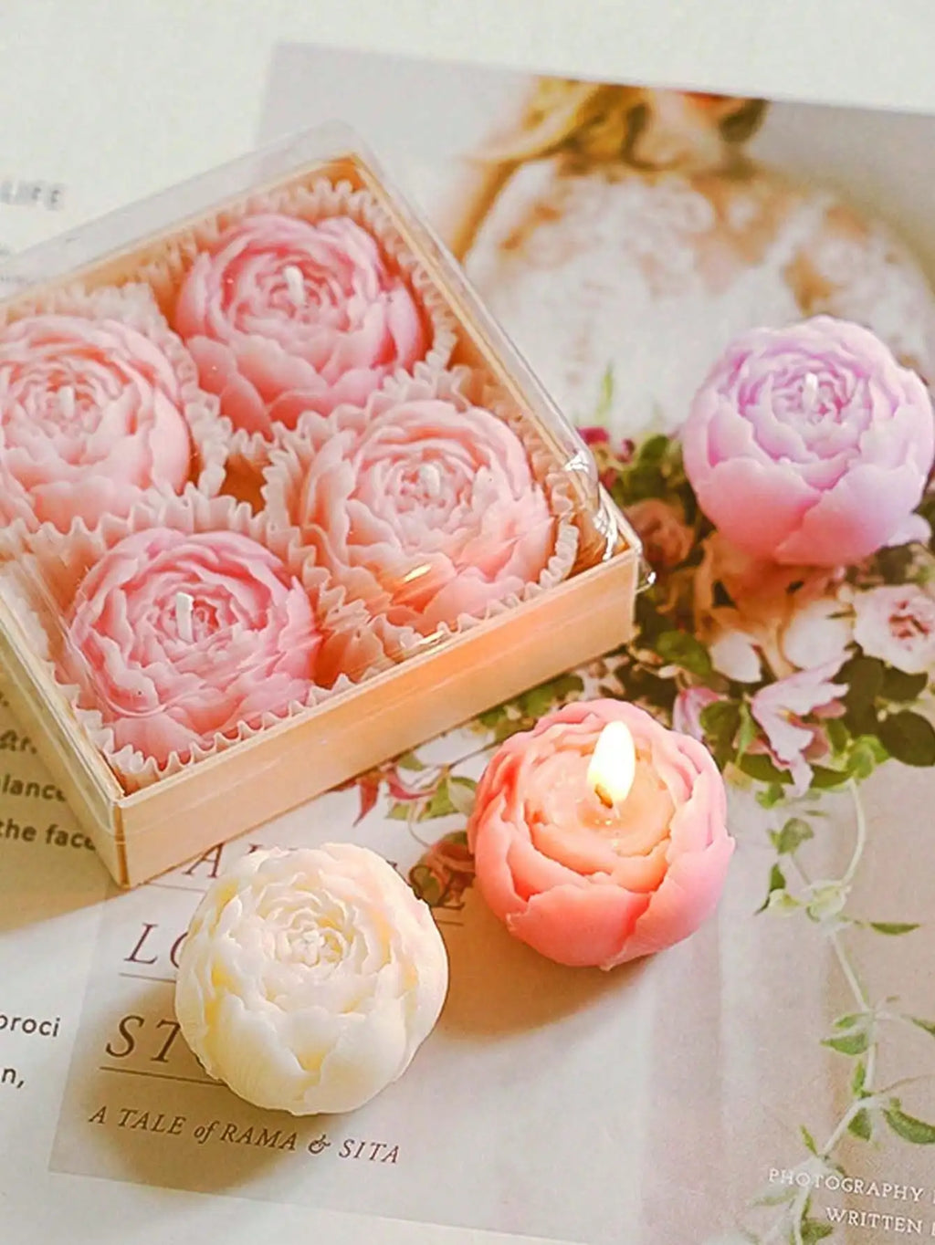 4 Pcs/Set Hand Made Rose Fragrance, Scented Candles, Hand Made Bouquet