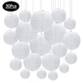 30 Pcs/Set White Paper Lanterns Chinese Hanging Round Lantern Lamp