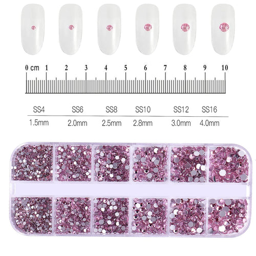 12Grids Mixed Mini Christmas Gems Nail Charms 2mm Luxury Crystal Nail