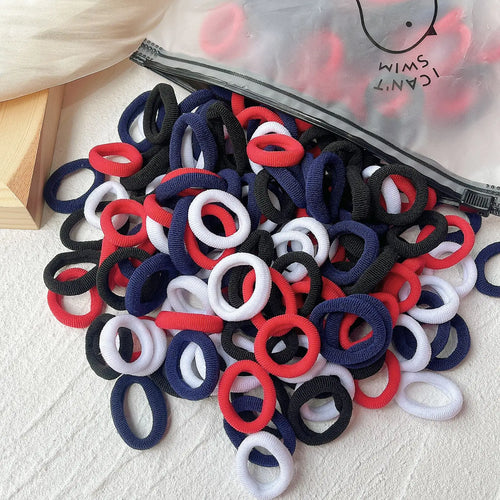 50PCS/Set Women Girls Basic Hair Bands  Simple Solid Colors Elastic