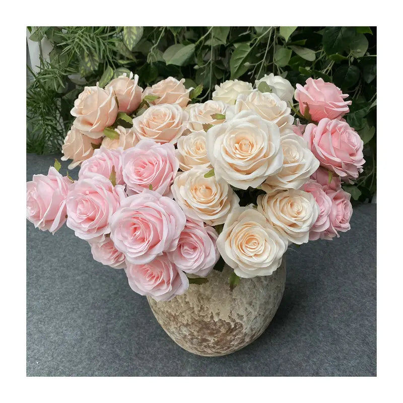 Artificial Flowers Simulation 9 Head Rose Bouquet Wedding Wedding