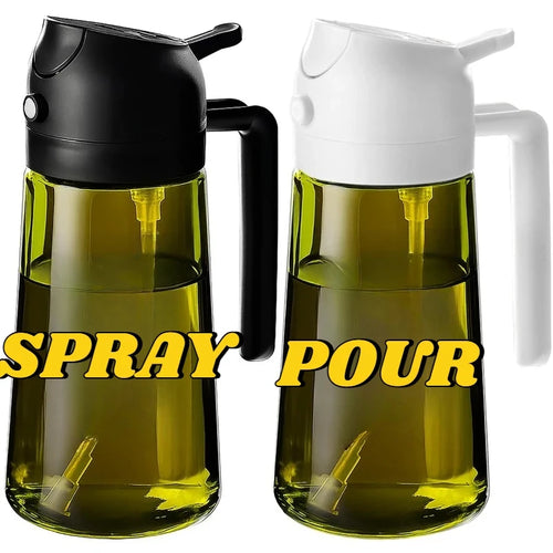 Oil Cruet Olive Oil Dispenser Sprayer for Cooking 2 in 1- Spray and