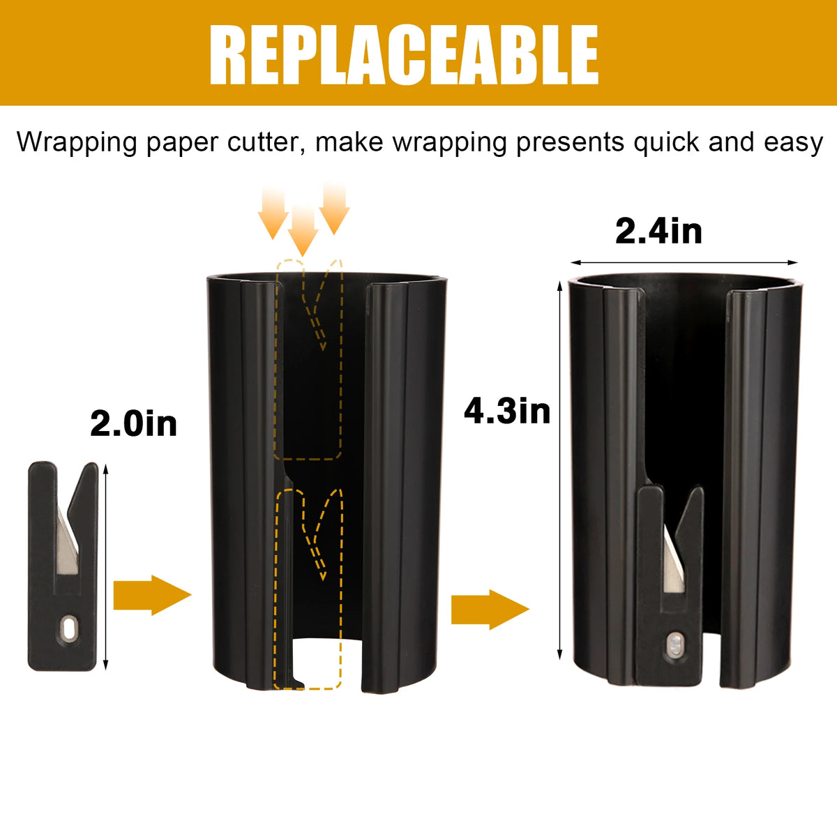 HORN Sliding Wrapping Paper Cutter - Easy-Glide Gift Wrap Trimmer