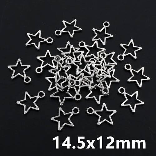 100pcs Small Star Charms Pendant Antique Silver Color Alloy Metal DIY