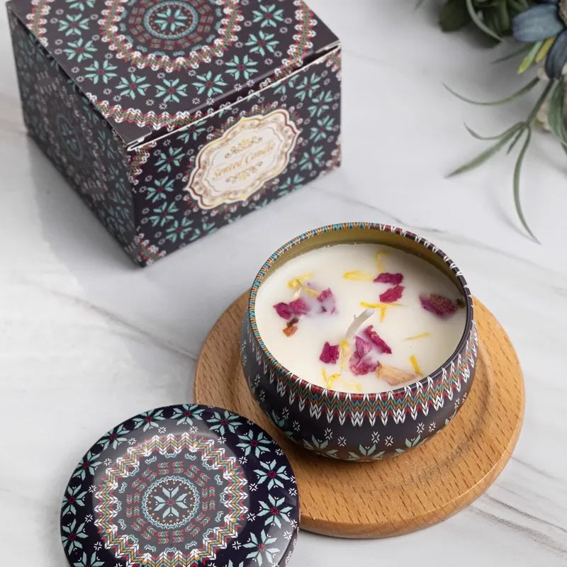 Vintage Scented Candles Soy Wax Candle Jars Flower Fragrance