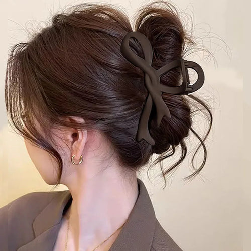Elegant Large Brown Geometric Hair Claw For Women Girls Sweet Hair