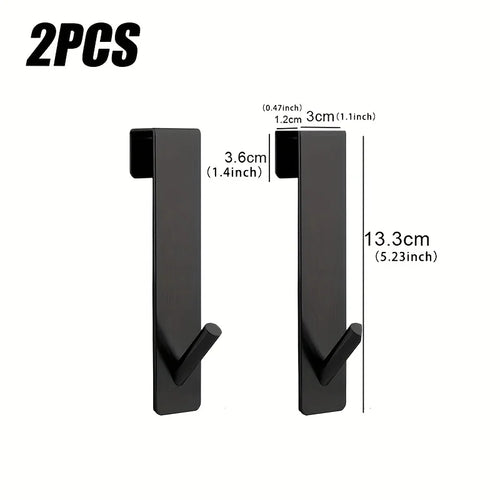 2pcs Bathrobe Hanger Shower Room Glass Over Door Hanging Hooks