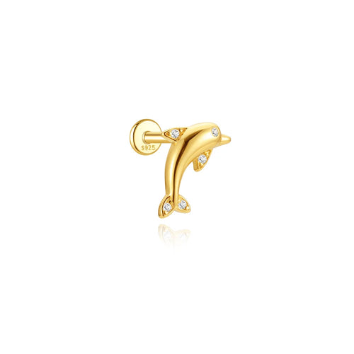 AIDE 1PC 925 Sterling Silver Lucky Red Koi Piercing Earring For Women