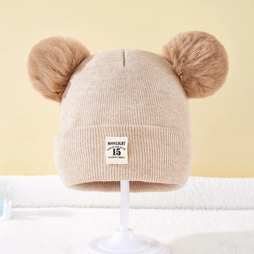 Autumn Winter Baby Warm Knitted Hats With Pom Kids Knit Beanie Hat