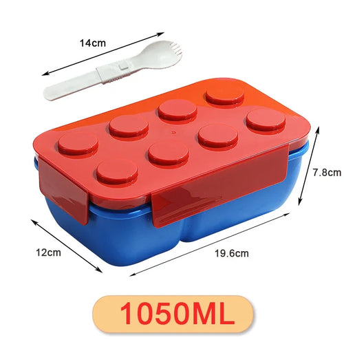 Building Block Lunch Box with Tableware Portable Double