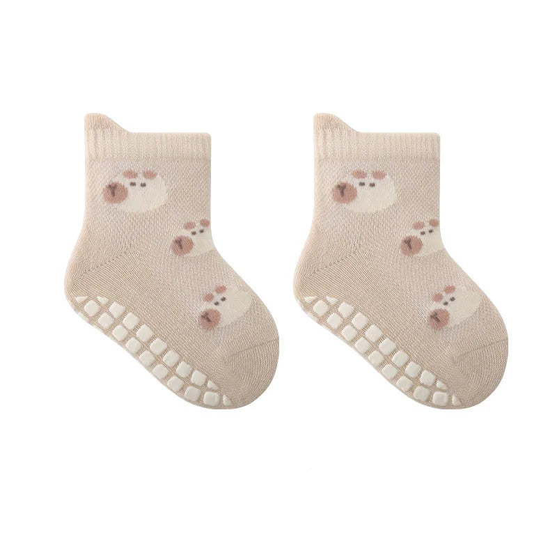 5 Pairs Childrens Non-Slip Socks Cute Cartoon Pattern Kids Boys Girls