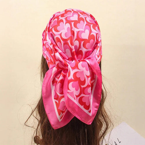 Bohemian Style Floral Print Women’s Square Silk Scarf Satin Head Wrap