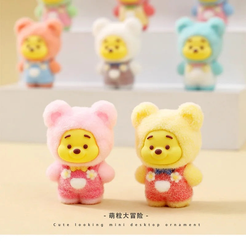 Cartoon Flocking Bear Blind Box Cute Doll Desktop Small Ornaments